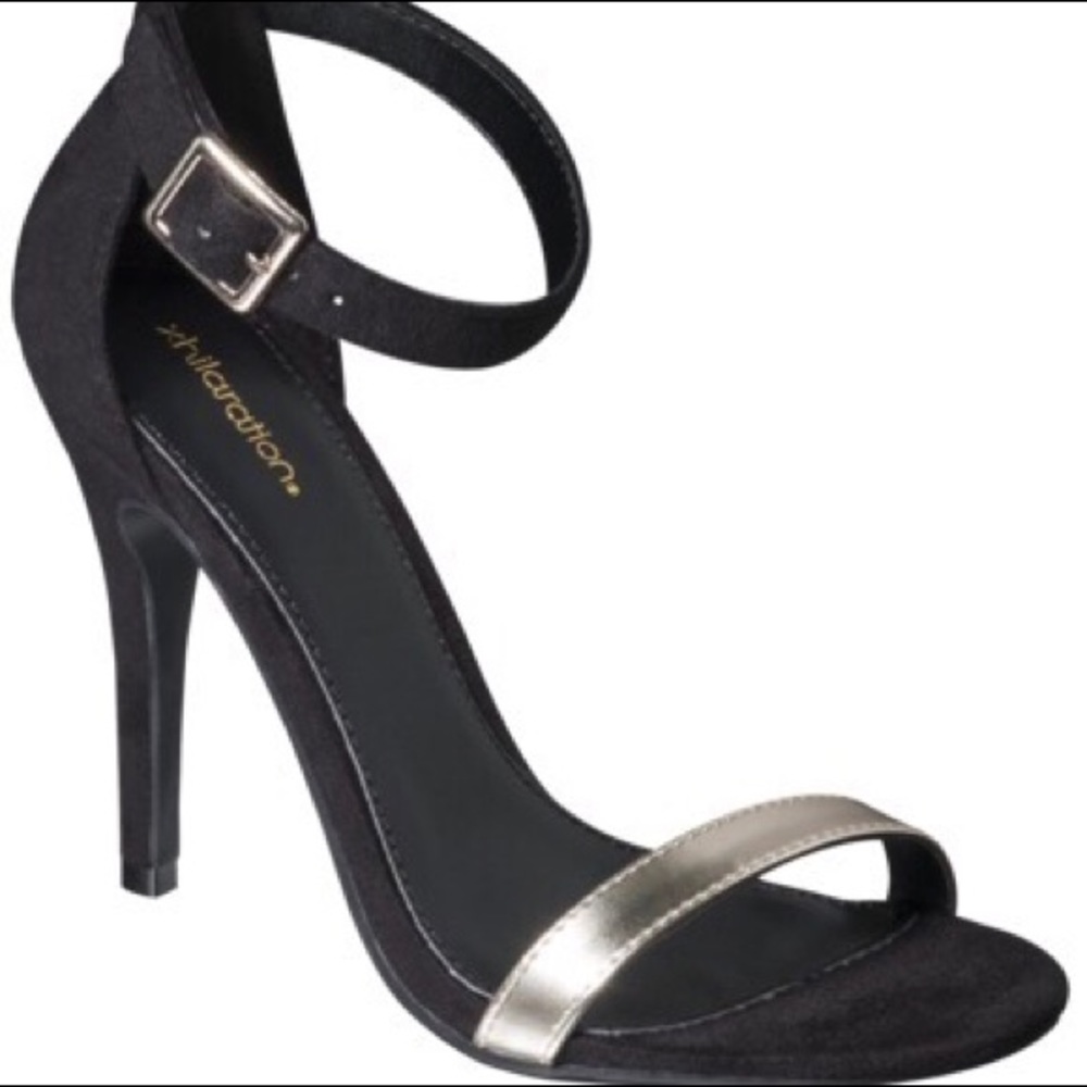 Xhilararion Strappy Stilettos Faux Suede Black